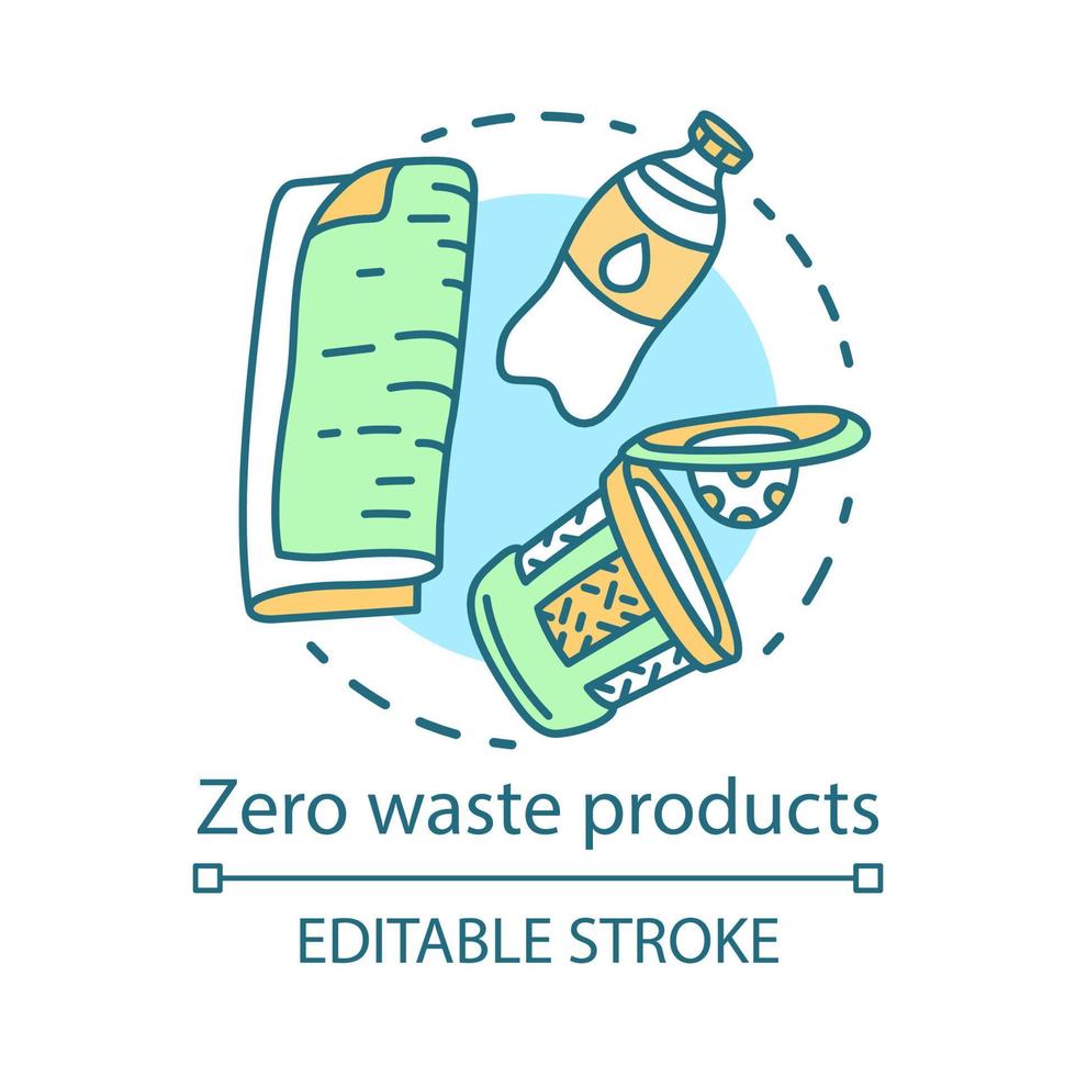 Zero waste products, recycling and reusing items concept icon ...