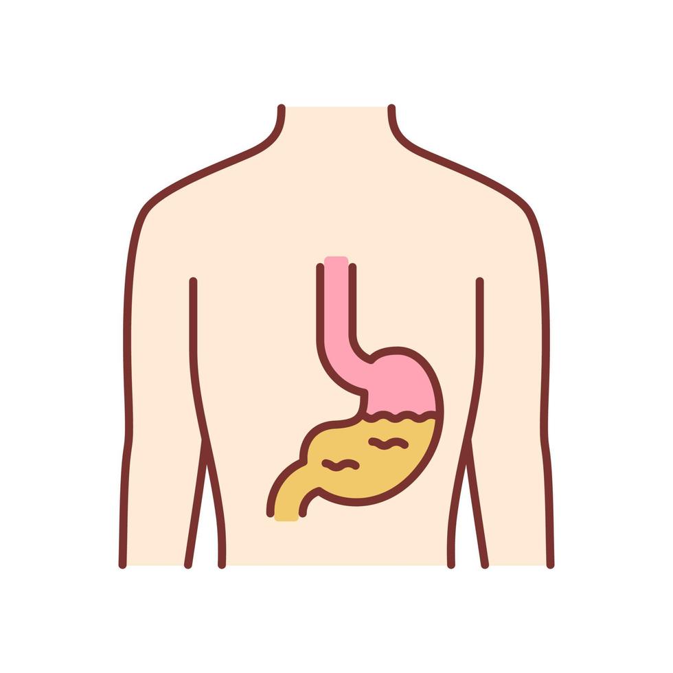 Healthy stomach color icon. Human organ in good health. People wellness. Functioning digestive system. Internal body part in good shape. Wholesome gastrointestinal tract. Isolated vector illustration