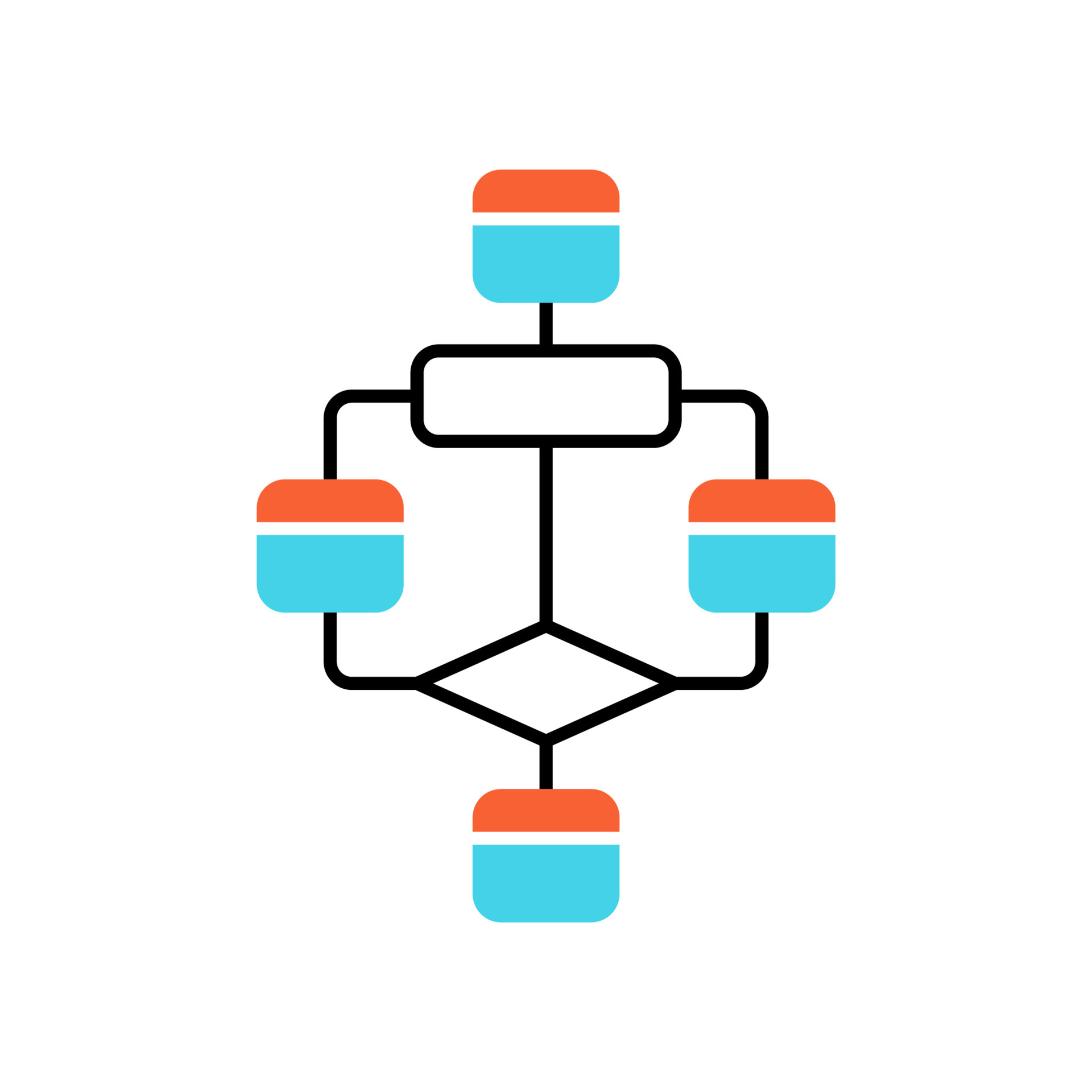 Flowchart color icon diagram visualization of process problem