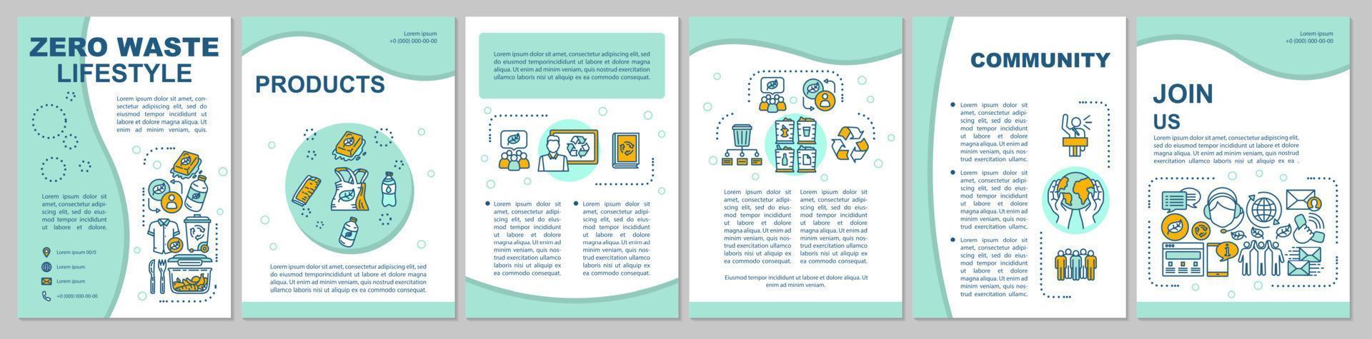 Zero waste lifestyle brochure template layout. Flyer, booklet, leaflet print design with linear illustrations. Waste management Vector page layouts for magazines, annual reports, advertising posters