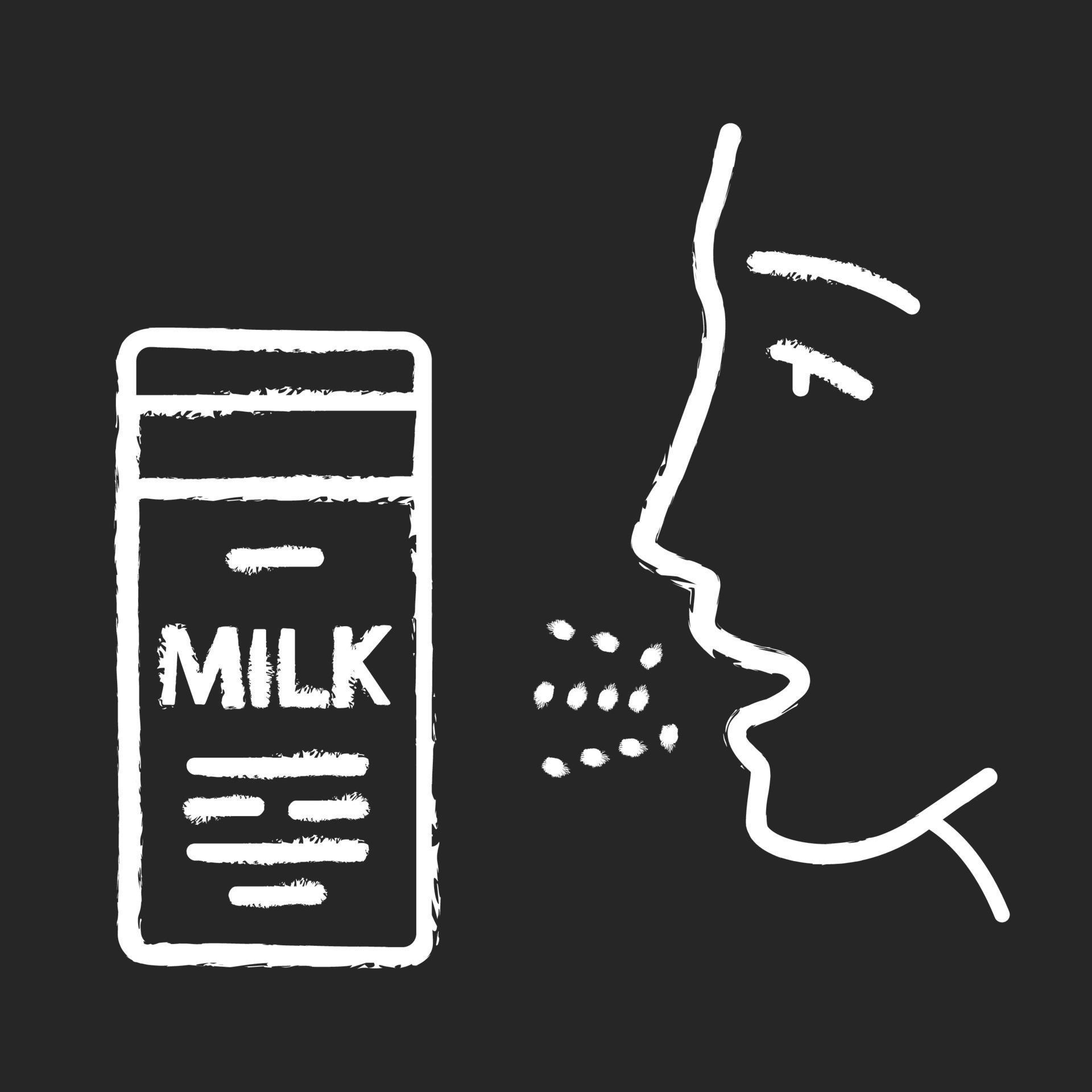 Milk allergy chalk icon. Food allergy. Allergic reaction to proteins