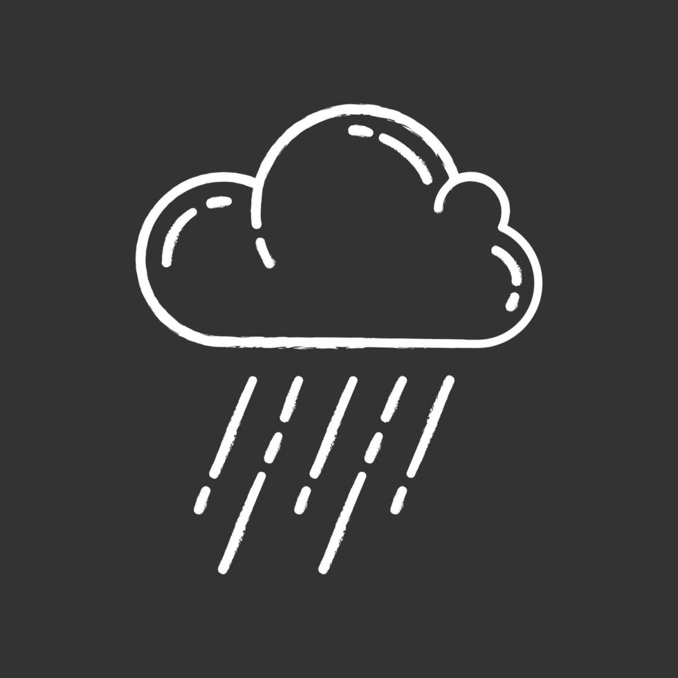 Downpour chalk icon. Rainstorm. Cloud, heavy rainfall. Torrential, pouring rain. Meteorological phenomenon. Weather event. Monsoon. Rainy season. Isolated vector chalkboard illustration