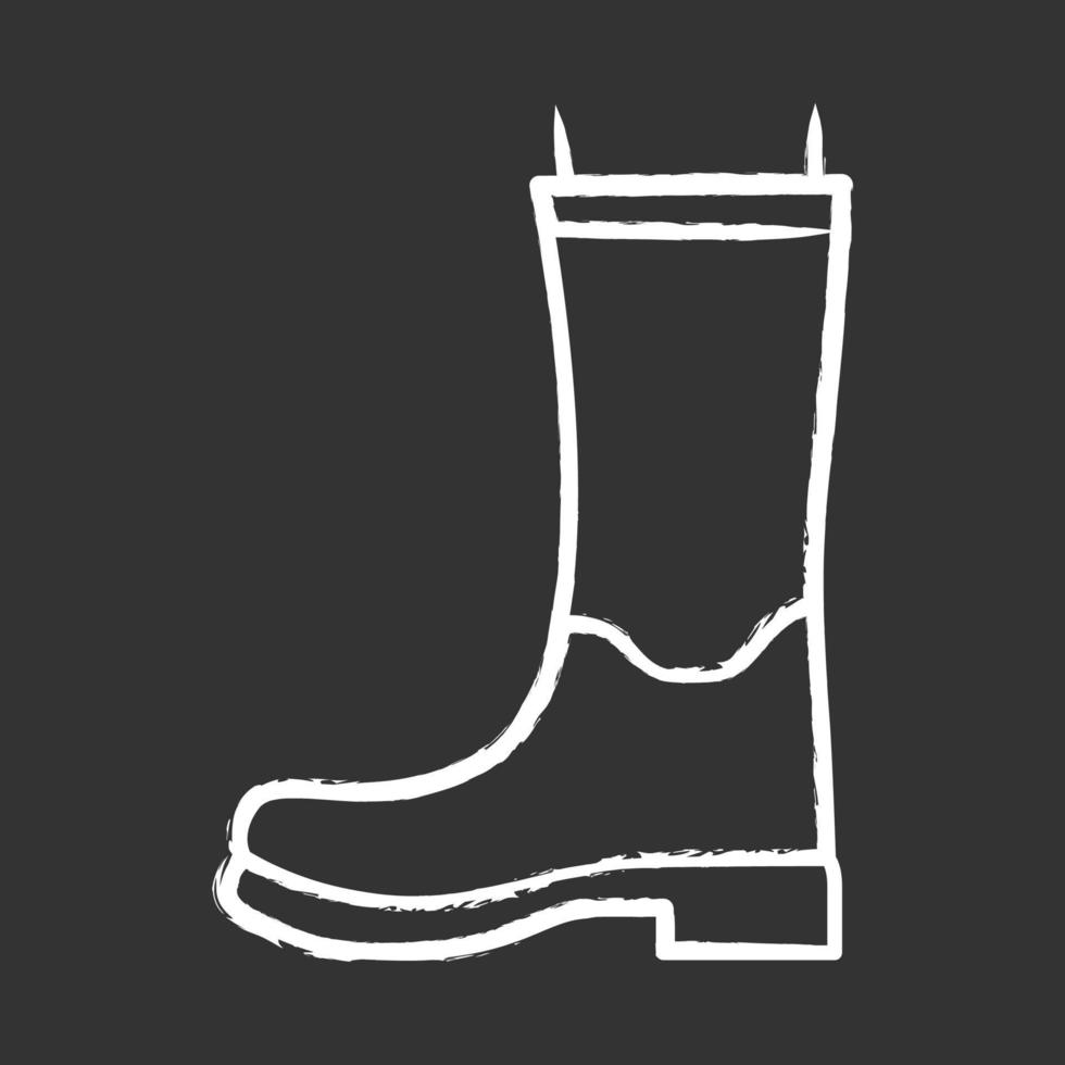 Women wellies chalk icon. Rubber boots for fall, spring rainy season. Unisex footwear design. Wellingtons, modern comfortable shoes. Male and female fashion. Isolated vector chalkboard illustration