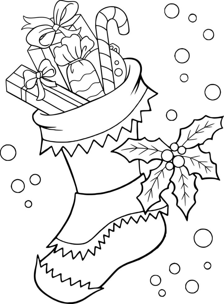 Christmas Sock Coloring Page vector