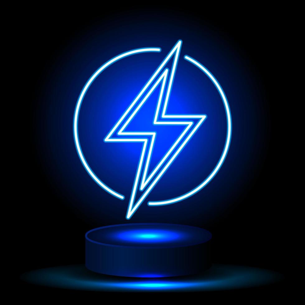 Neon sign of lightning signboard on the background. Vector