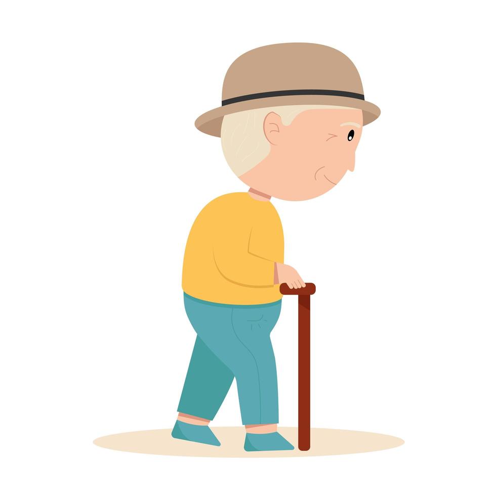 Grandfather in a sweater and trousers walks vector