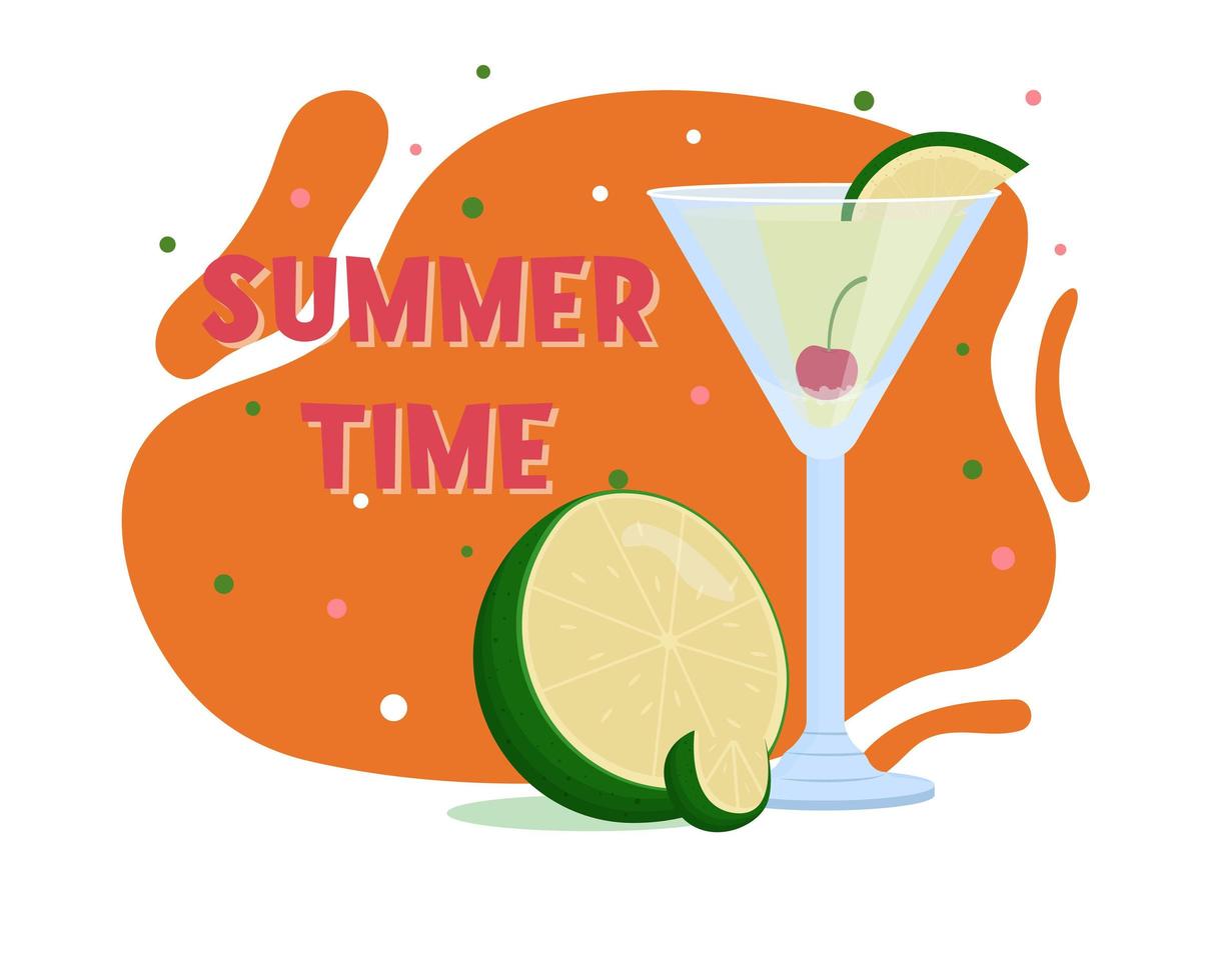 Kamikaze cocktail. Summer drink. Flat vector illustration