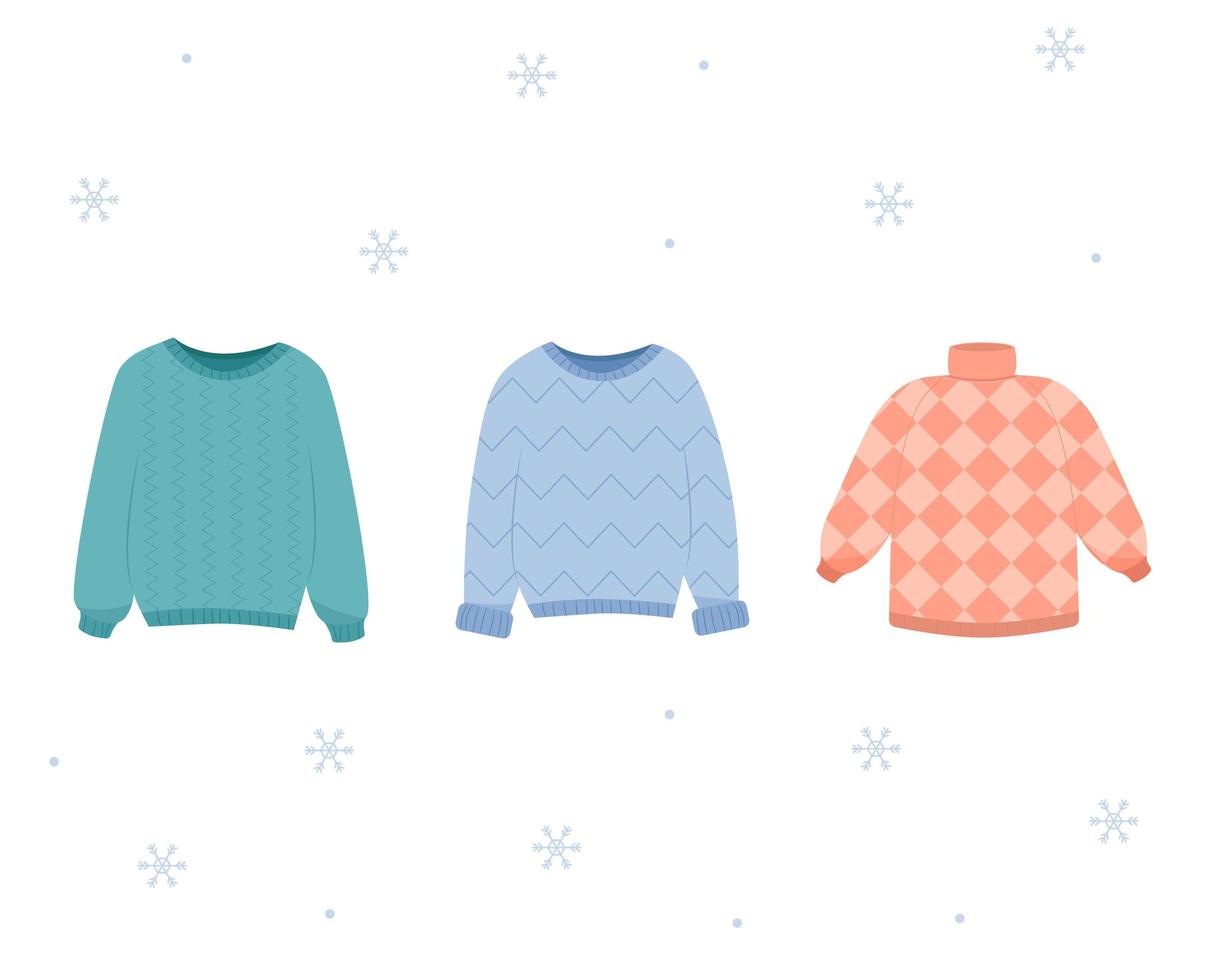 Set of winter sweaters. Warm sweater. Winter clothing vector