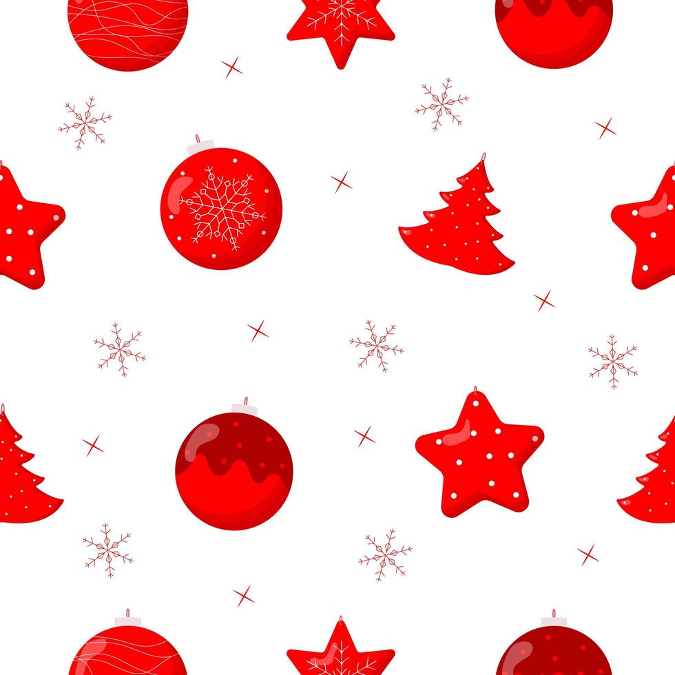 Christmas tree balls seamless pattern. Flat vector illustration