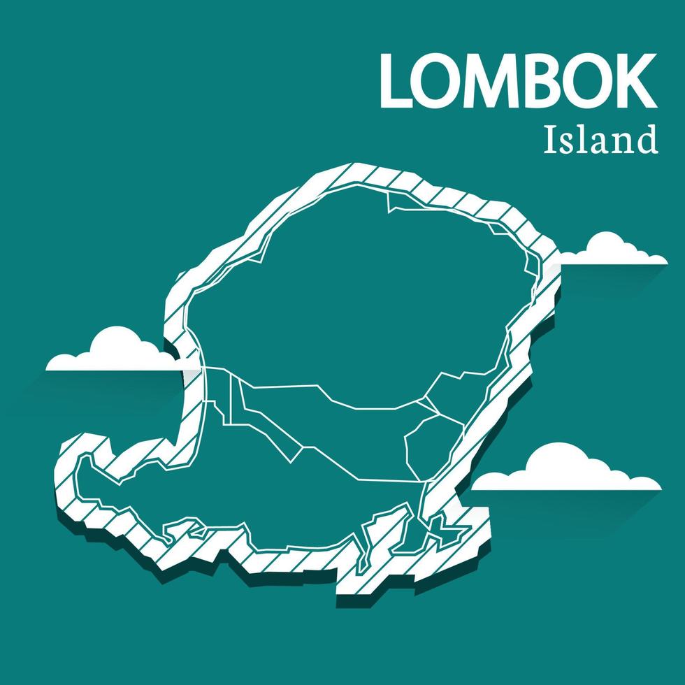 plantilla de publicación para redes sociales mapa vectorial de la isla de lombok, alta ilustración detallada. La isla de Lombard, que forma parte de Indonesia, es un país de Asia. vector