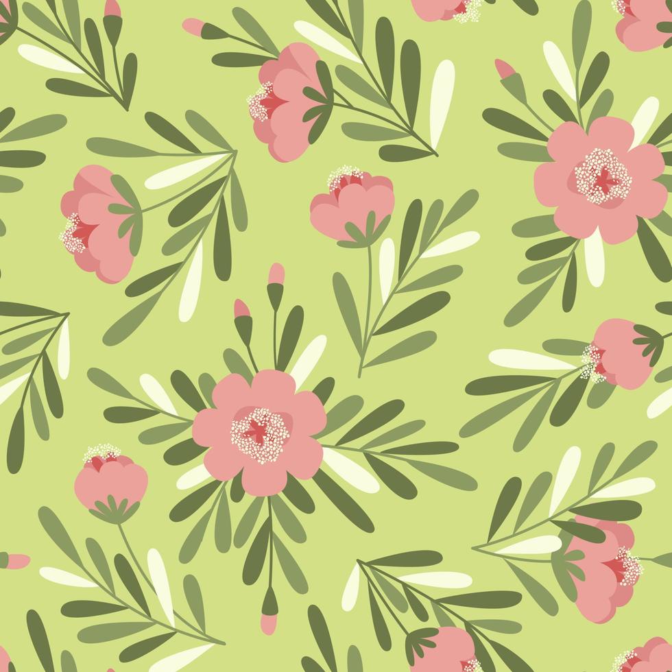 Seamless floral pattern for women fabric on a green background vector