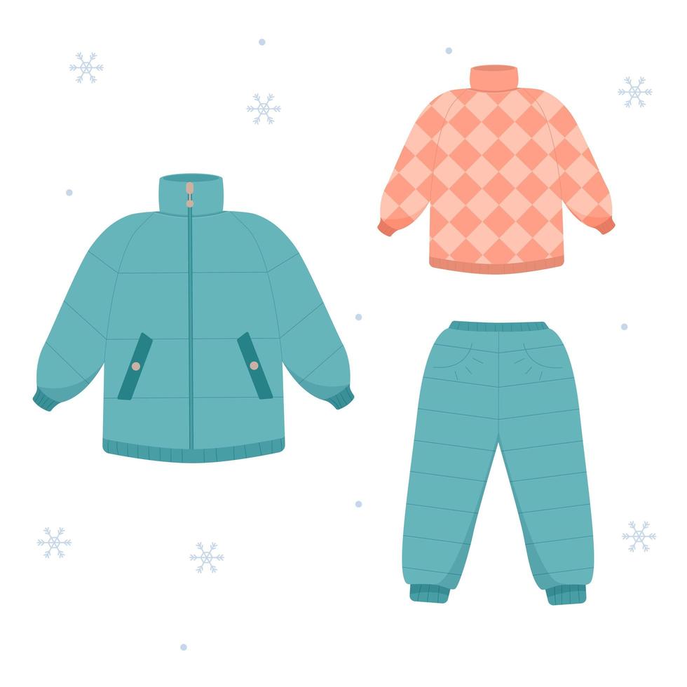 Beautiful winter clothing set, great design for any purposes. Flat vector illustration