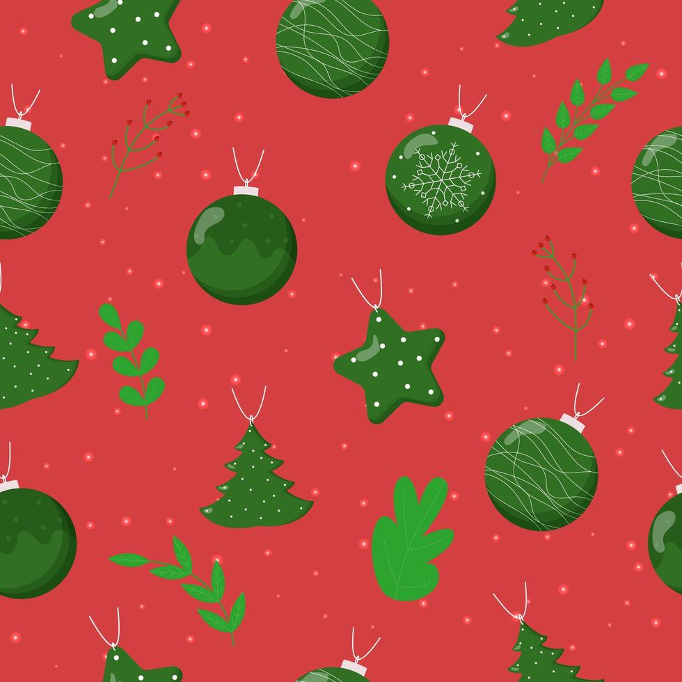 Christmas tree balls seamless pattern. Flat vector illustration