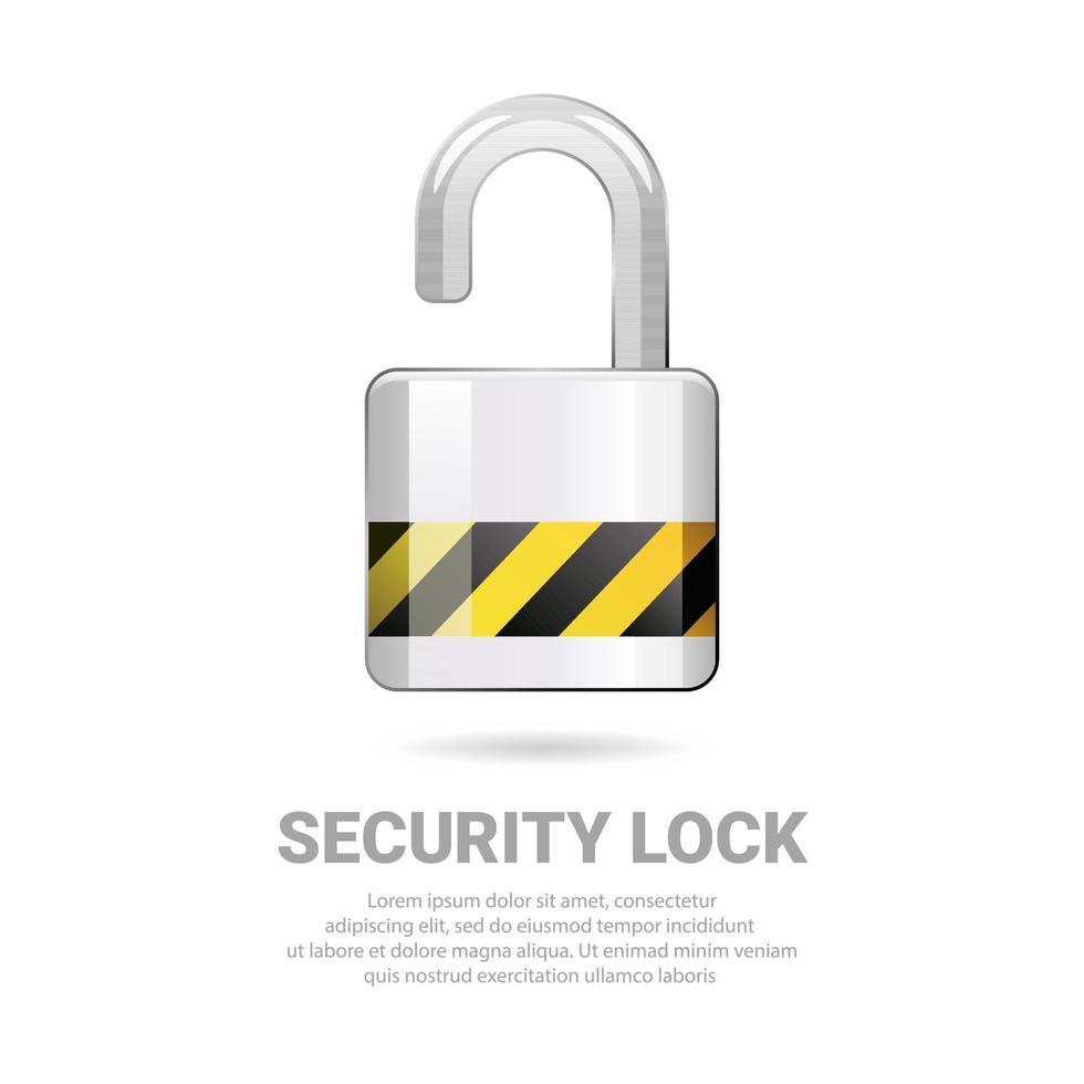 Realistic vector illustration of security padlock. Suitable for design element of system security, safety guard, and secure protection. Shiny padlock vector illustration.