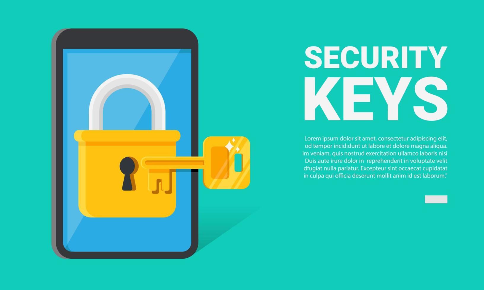 Flat vector illustration of key unlock smartphone password. Suitable for design element of digital protection technology, encryption access, and digital cyber security.