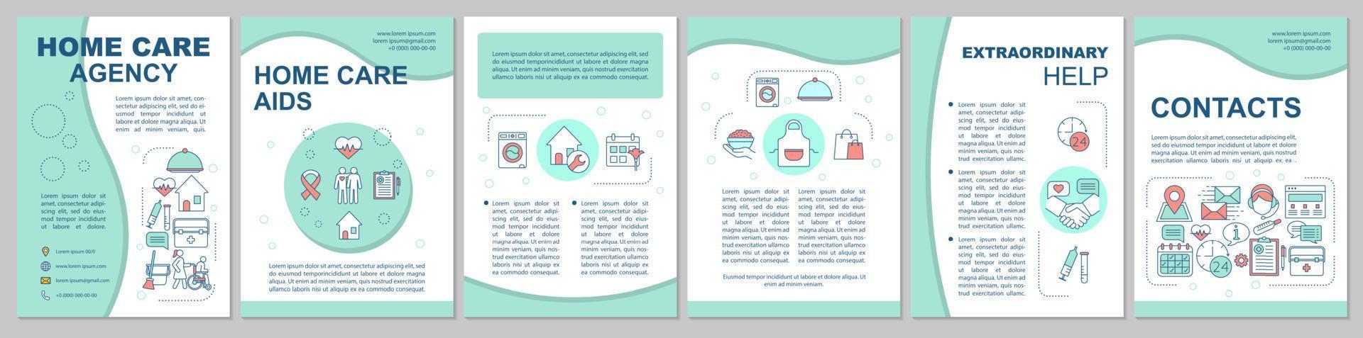 Nursing service brochure template. Home care agency. Flyer, booklet, leaflet print design. Rehabilitation, hospice center. Personal care. Vector page layouts for magazines, reports, posters