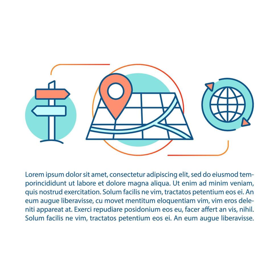 Direction and route searching concept linear illustration. Getting destination. Article, brochure, magazine page. Navigation. Map. Traveling and tourism. Print design. Vector isolated outline drawing