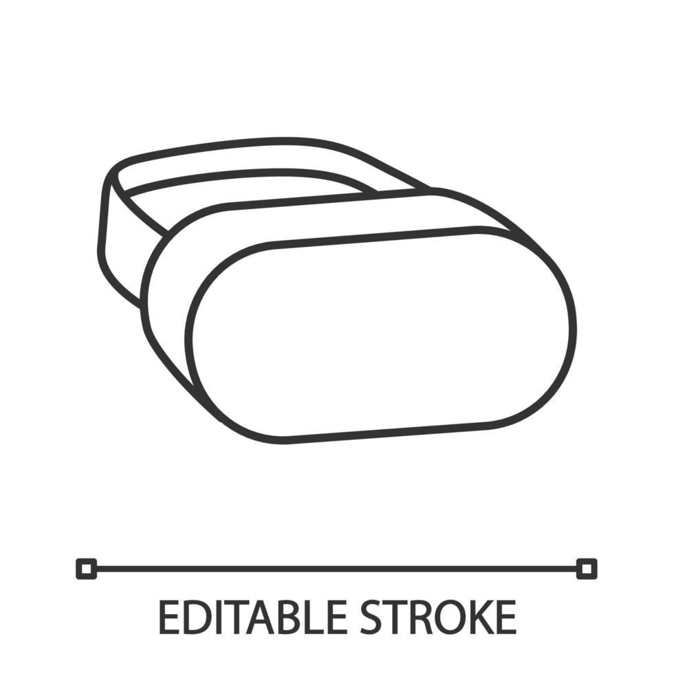 icono lineal de auriculares vr. Ilustración de línea fina. Conjunto de máscara de realidad virtual 3d. Gafas de realidad virtual, vista en perspectiva de gafas. símbolo de contorno. dibujo de contorno aislado vectorial. trazo editable vector