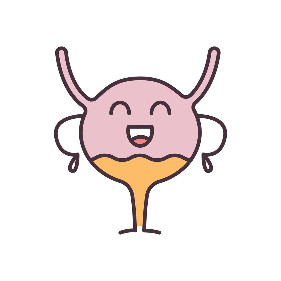 feliz vejiga urinaria emoji icono de color. tracto urinario sano. salud del sistema urinario. ilustración vectorial aislada vector