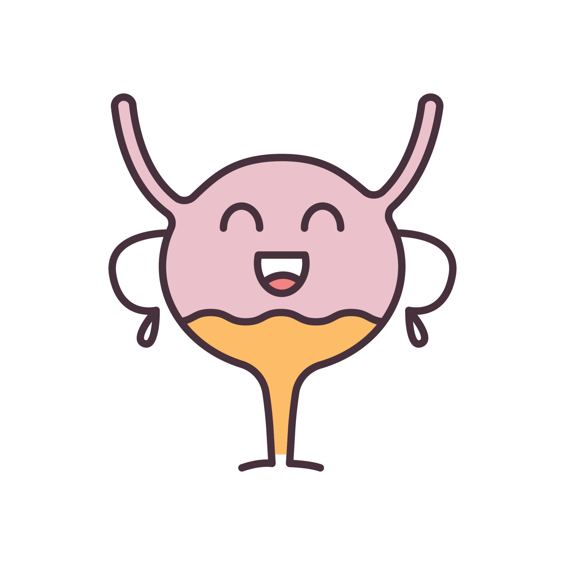 Happy urinary bladder emoji color icon. Healthy urinary tract. Urinary