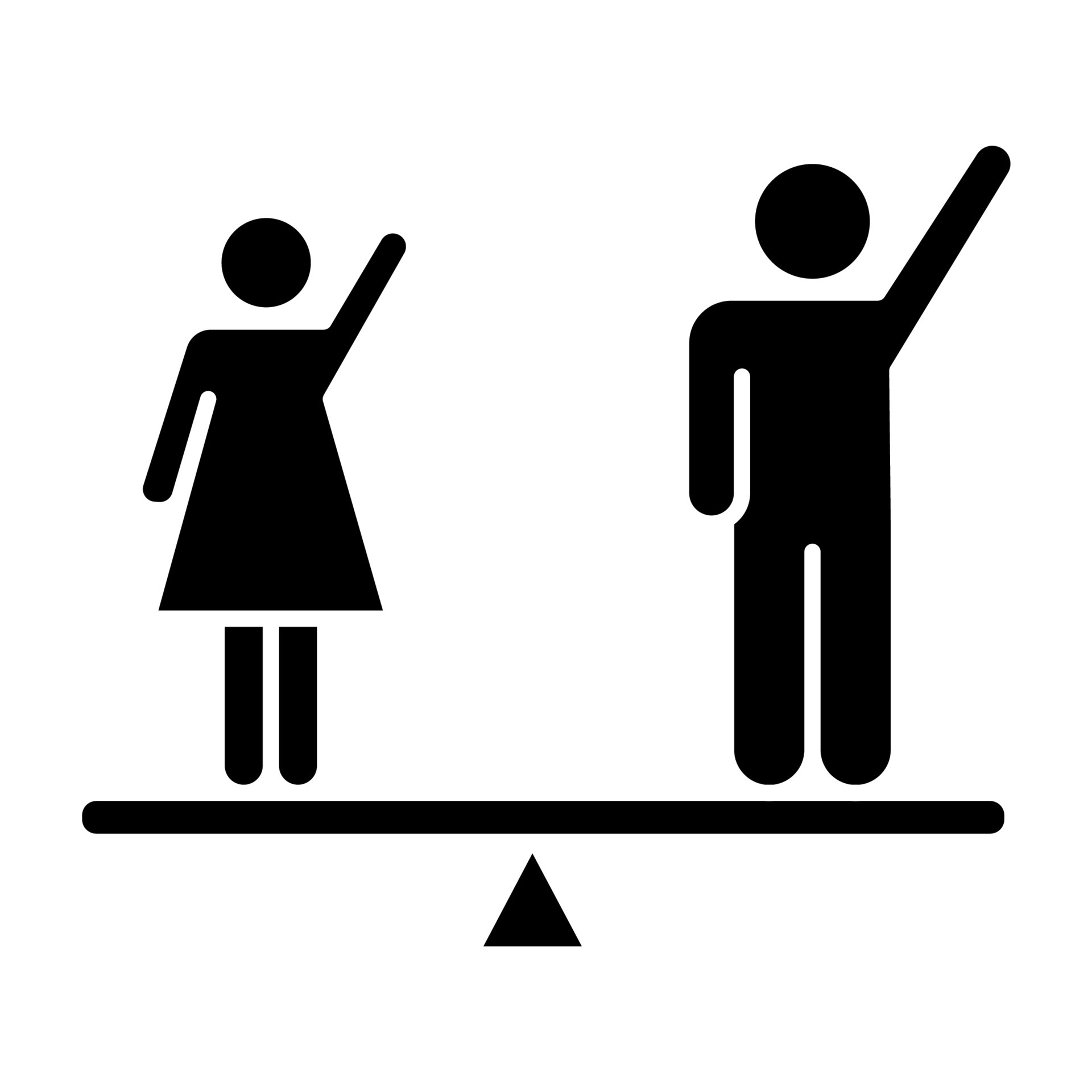 Gender equality glyph icon. Woman and man human right. Democracy