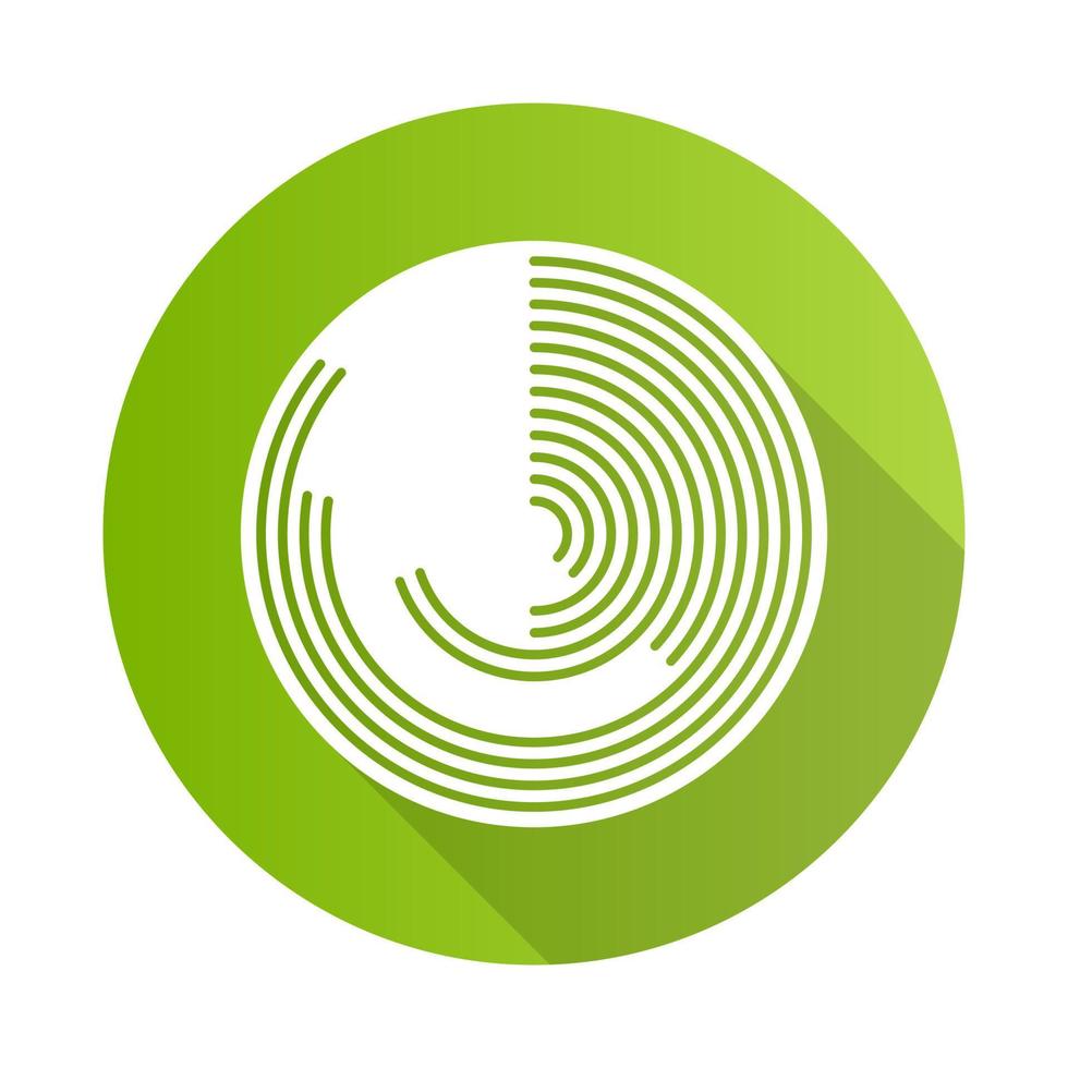 Polar watch green flat design long shadow glyph icon. Information collection chart. Progress graph. Diagram with bars. Business report visualization. Marketing, economy. Vector silhouette illustration