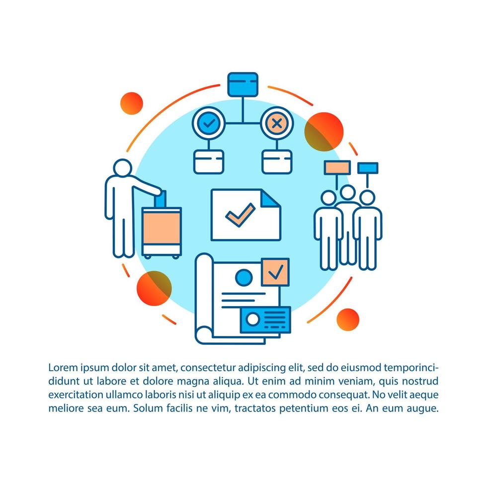 Elections article page vector template. Election program. Public choice. Brochure, magazine, booklet design element with linear icons and text. Print design. Concept illustrations with text space