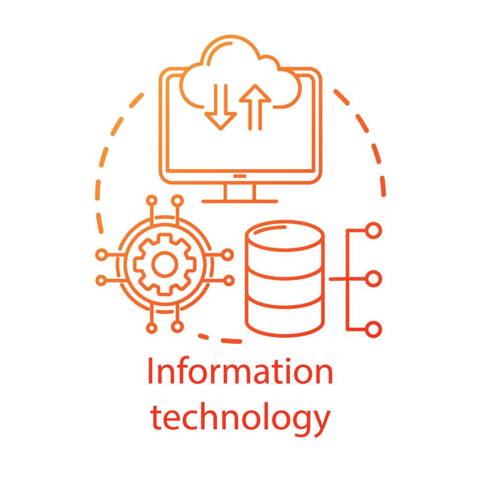 icono del concepto de tecnología de la información. Ciencias de la Computación. estructurar, almacenar, recuperar y enviar información idea ilustración de línea fina. dibujo de contorno aislado vectorial. trazo editable vector