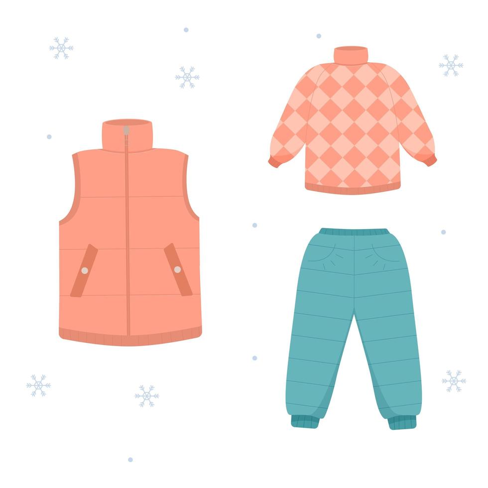 Hermoso conjunto de ropa de invierno, gran diseño para cualquier propósito. ilustración vectorial plana vector