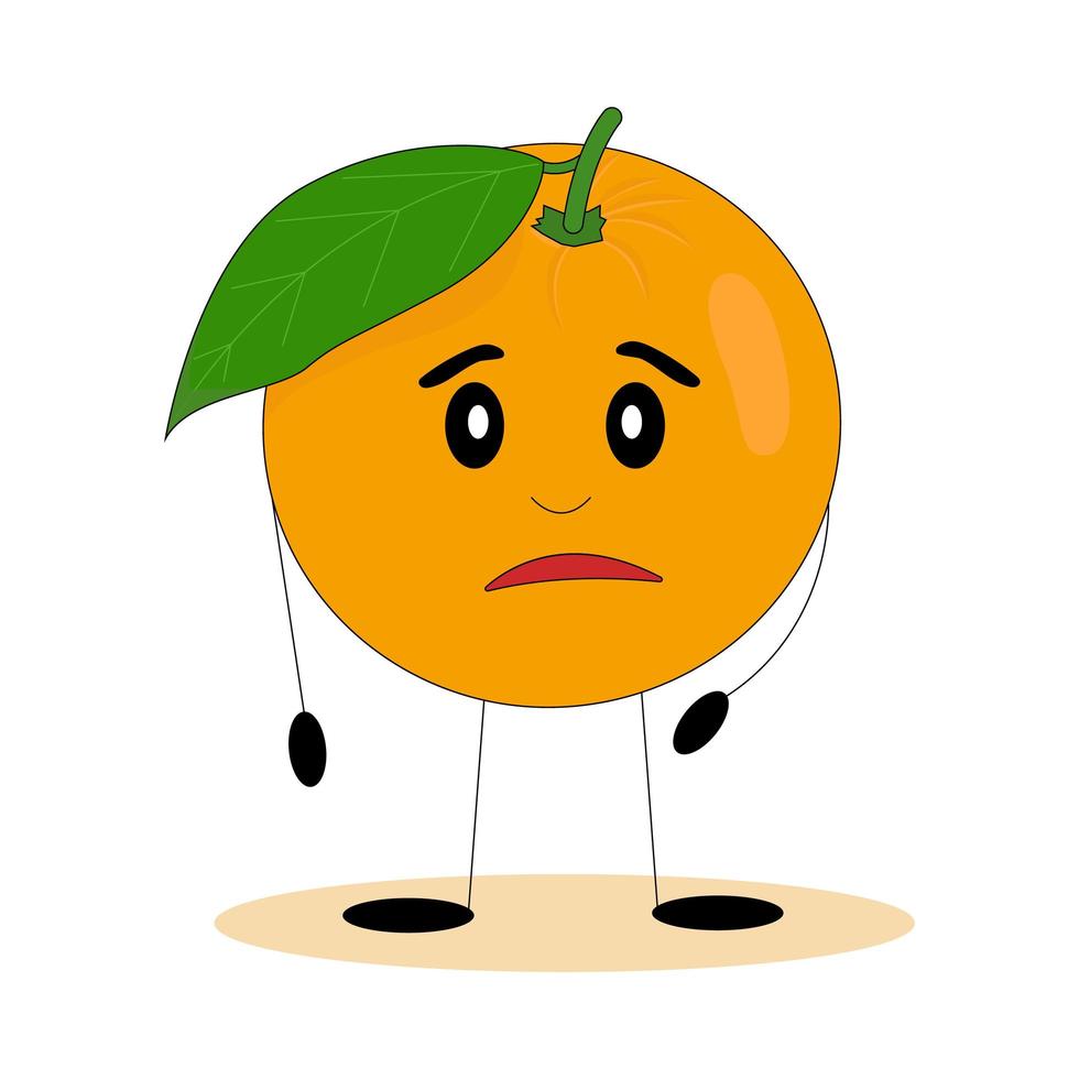 naranja divertida. naranja con cara linda. ilustración vectorial plana. vector