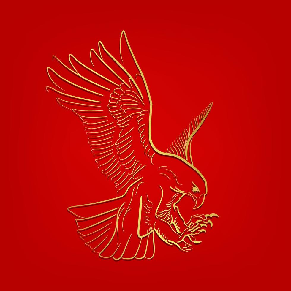 eagle flying over red background vector