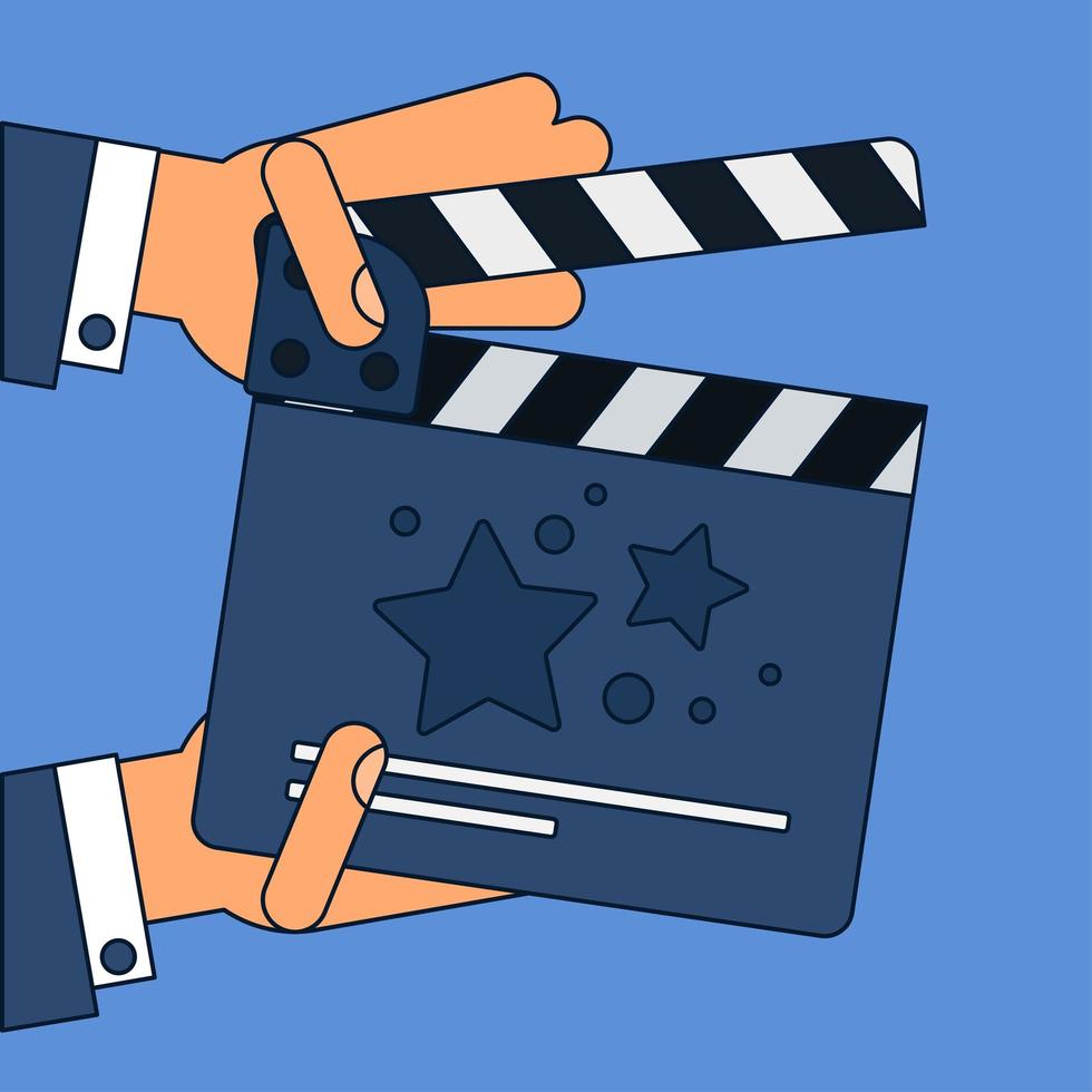 Flat movie clapperboard vector