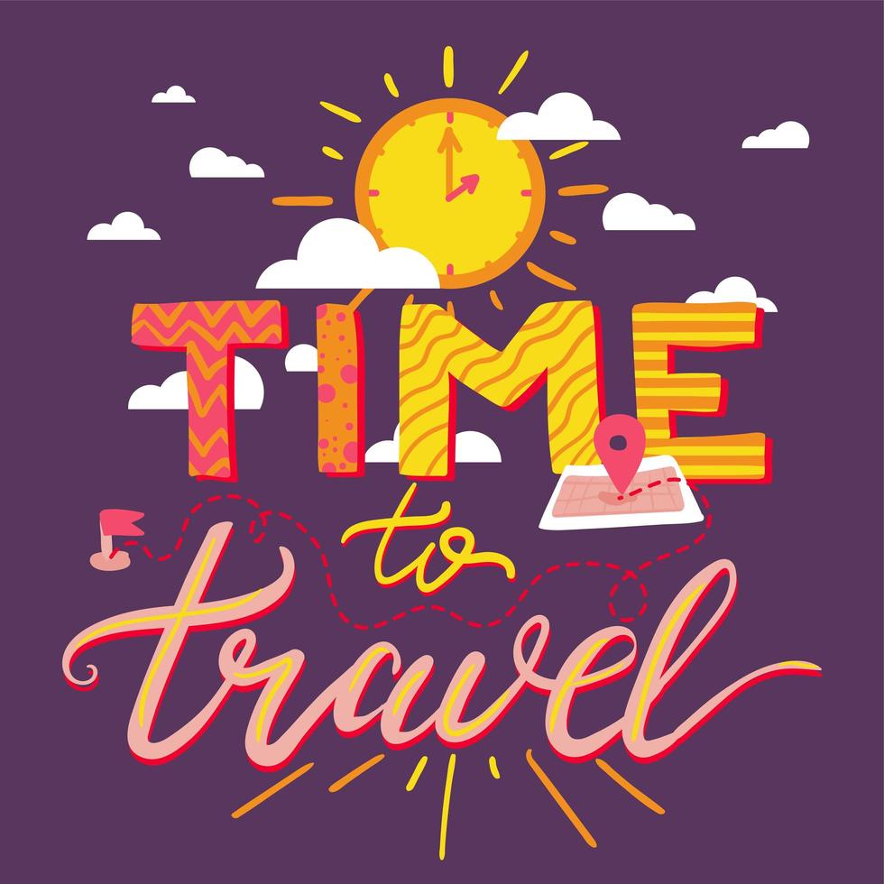 Time To Travel Lettering vector