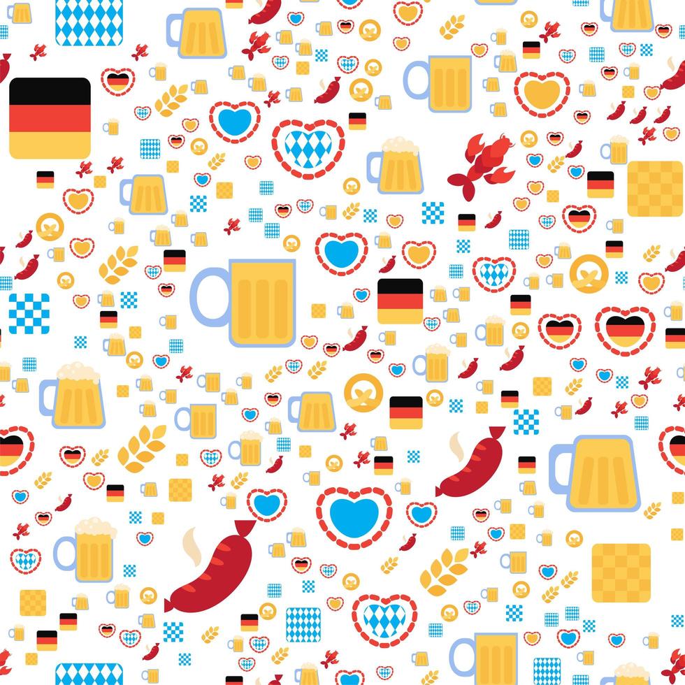 Oktoberfest Seamless Pattern With Drink and Food vector