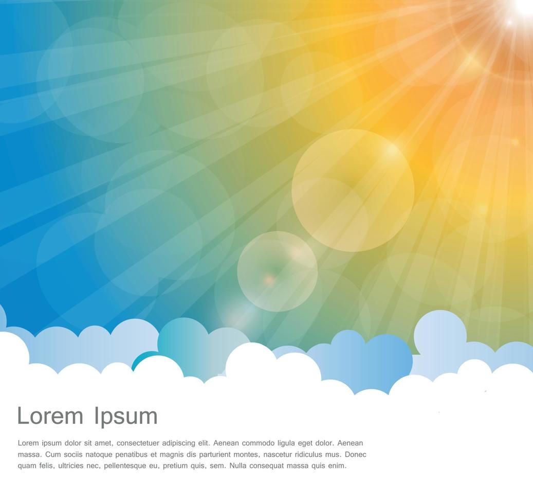 Abstract Natural Sunshine and Cloud Vector Background.