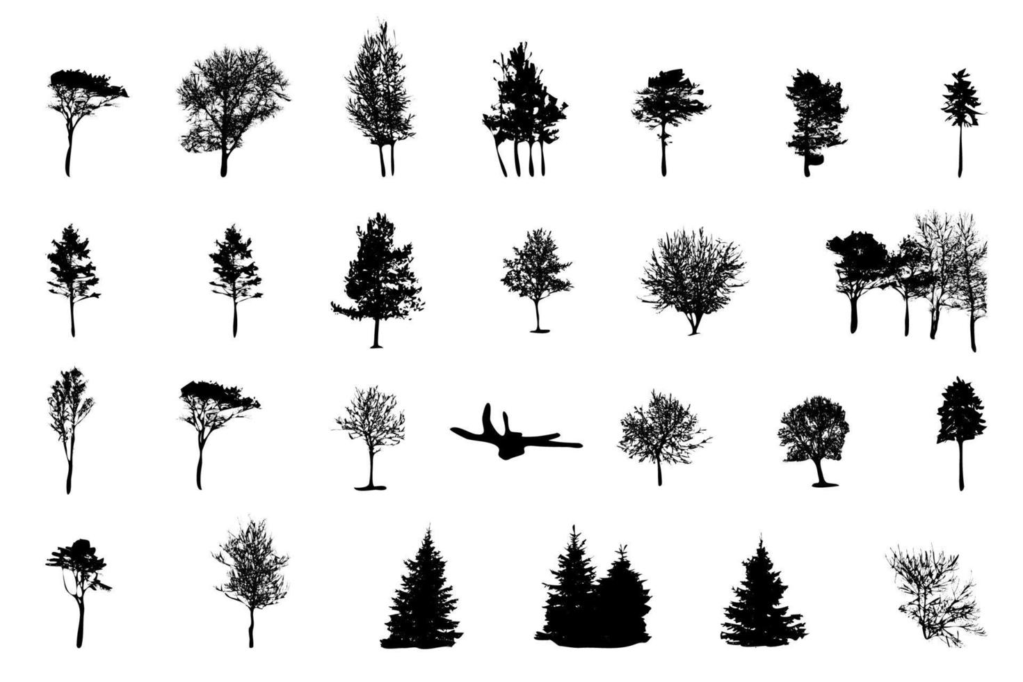 Set of Tree Silhouette Isolated on White Backgorund. Vecrtor Ill vector