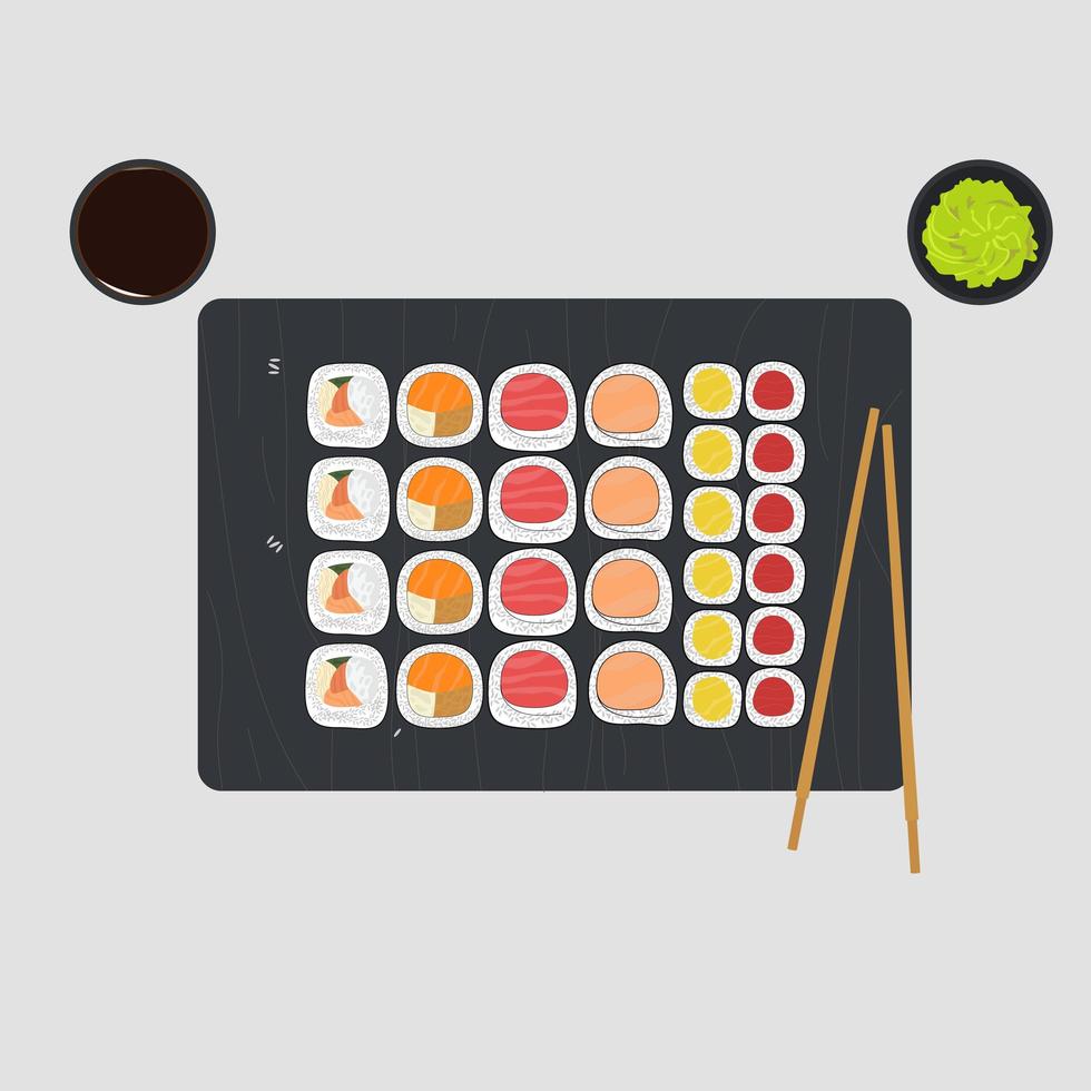 set of rolls. sushi. Flat vector illustration
