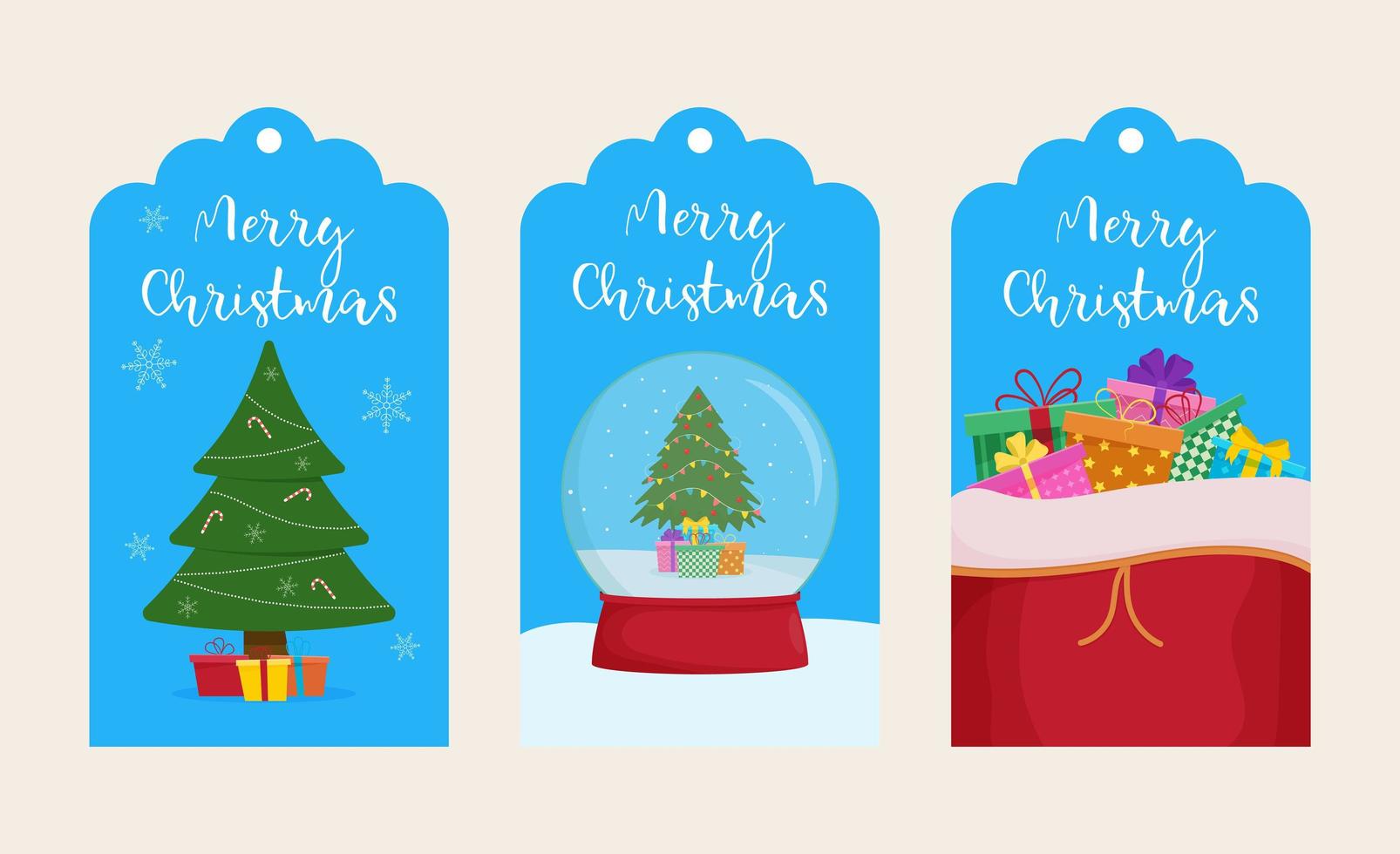 Set of Christmas gift tags. Merry Christmas and New Year label tag set vector