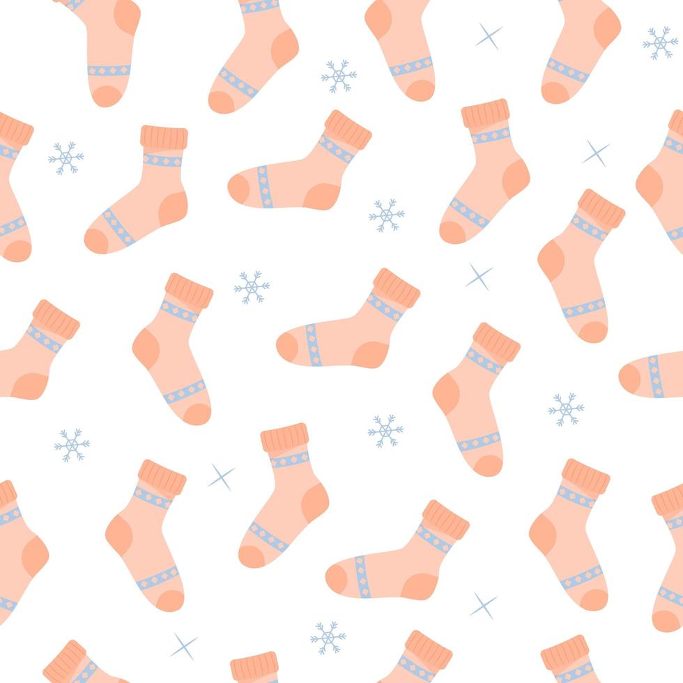 Set of winter socks seamless pattern. Warm mittens. Winter accessories vector