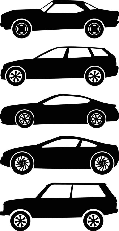 Simple Silhouette Car Icons Vector Set