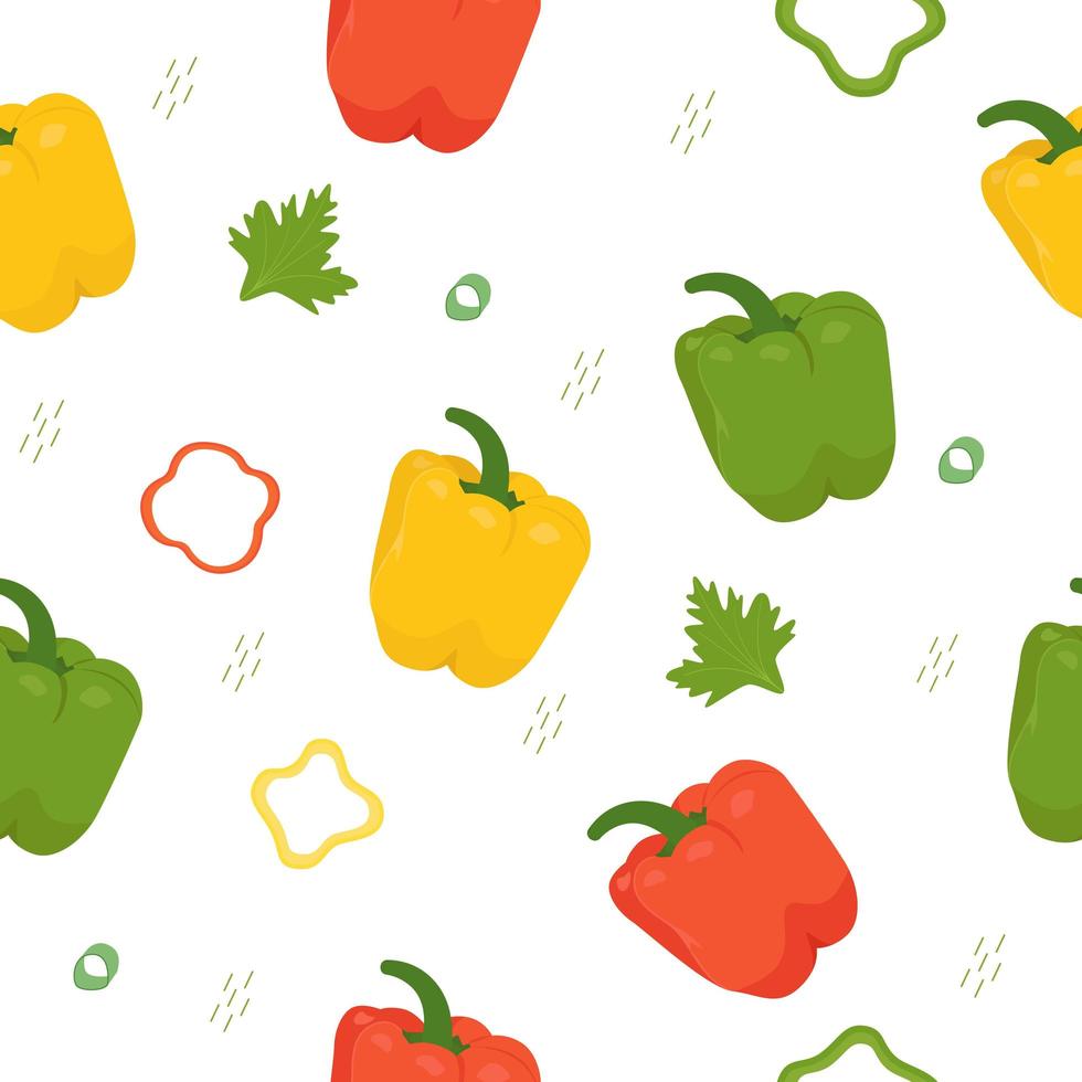 Pepper seamless vector pattern. Pepper with parsley.