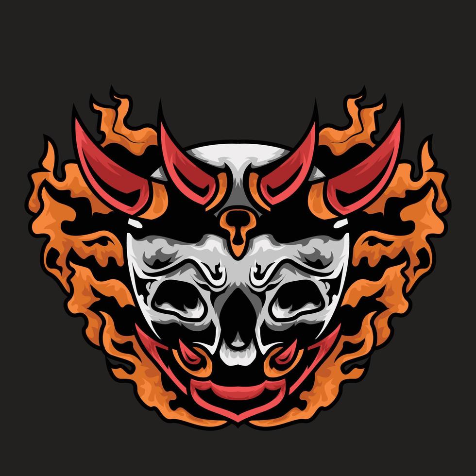 Silver Skull And Orange Soul vector