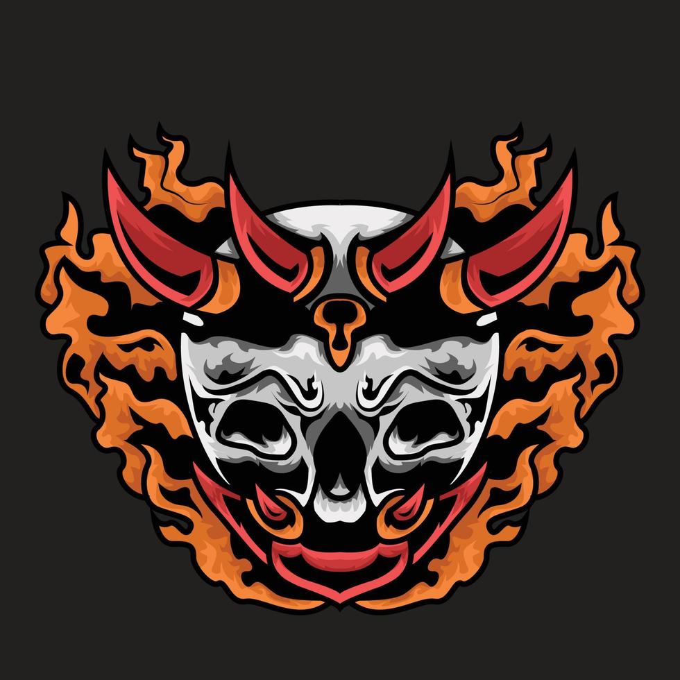 Silver Skull And Orange Soul vector