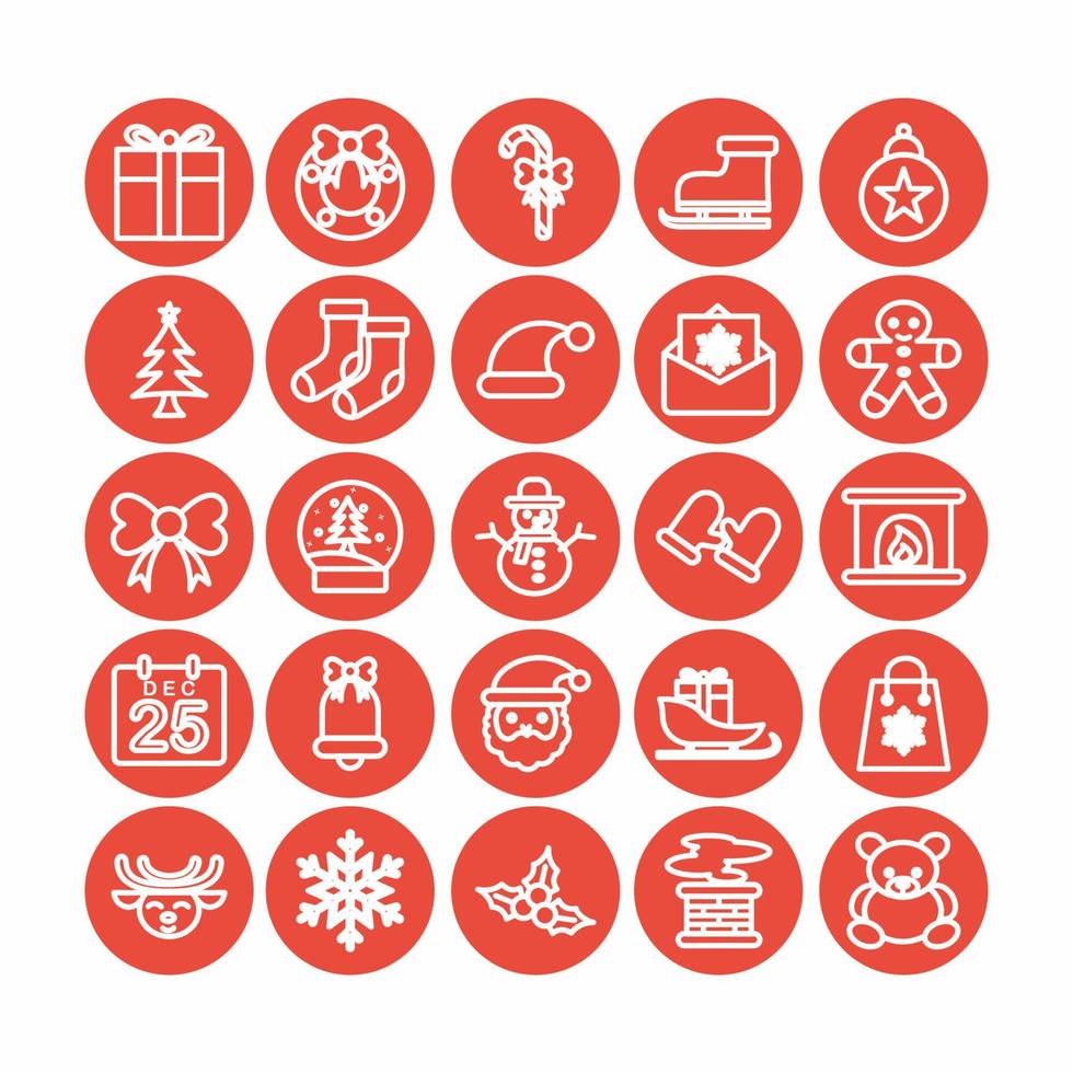 Christmas Icon Set Red Circle... vector