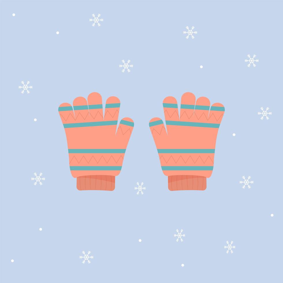 Winter gloves. Warm gloves. Winter accessories Flat vector illistration