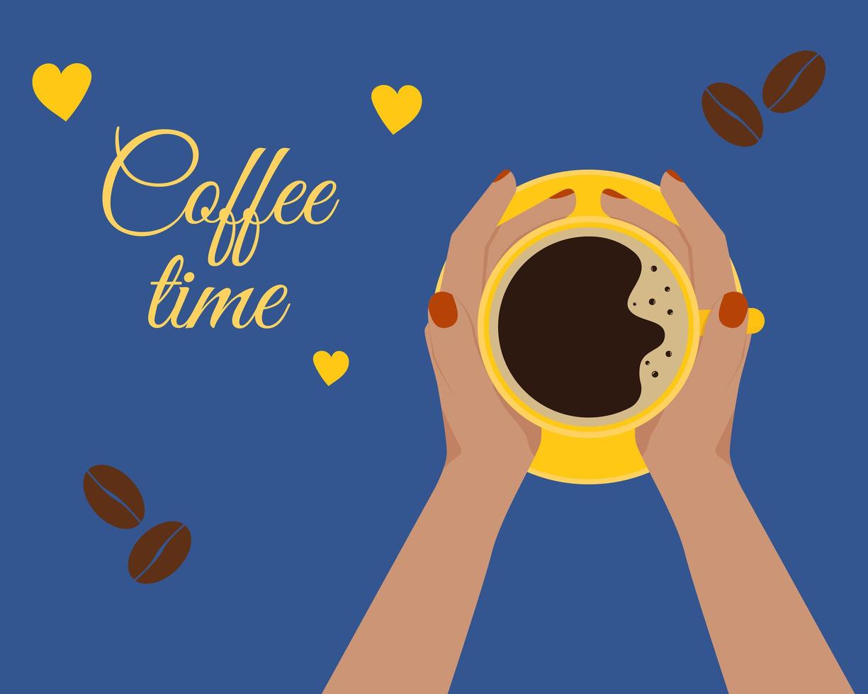 mano con una taza de café. concepto de cafeína. ilustración vectorial plana vector