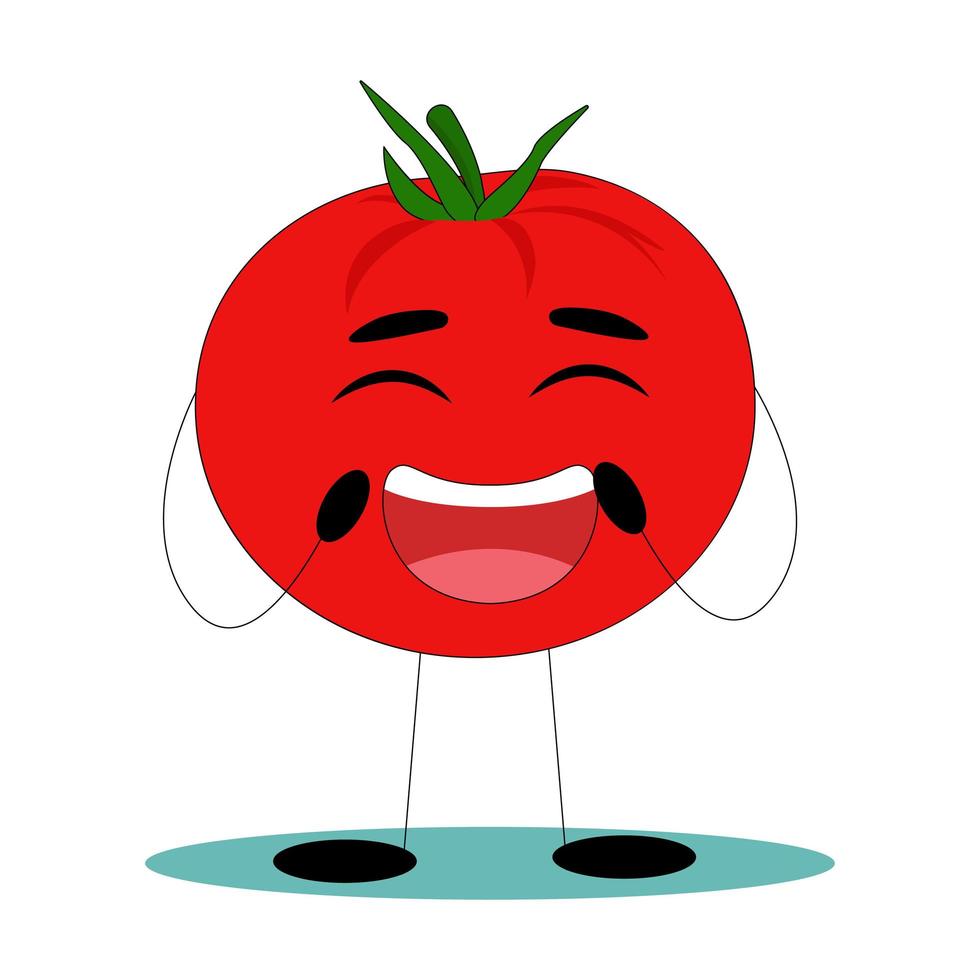 Funny tomato. Tomato with funny face. Flat vector illustration.