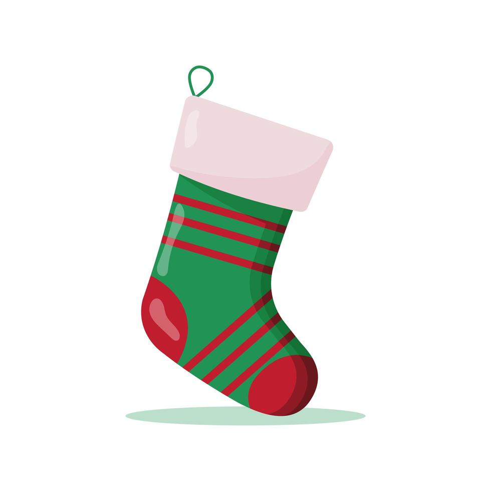 Chaussette De Noel Dessin Couleur Christmas sock in red and green colors. Winter accessories 4668867 Vector Art at Vecteezy