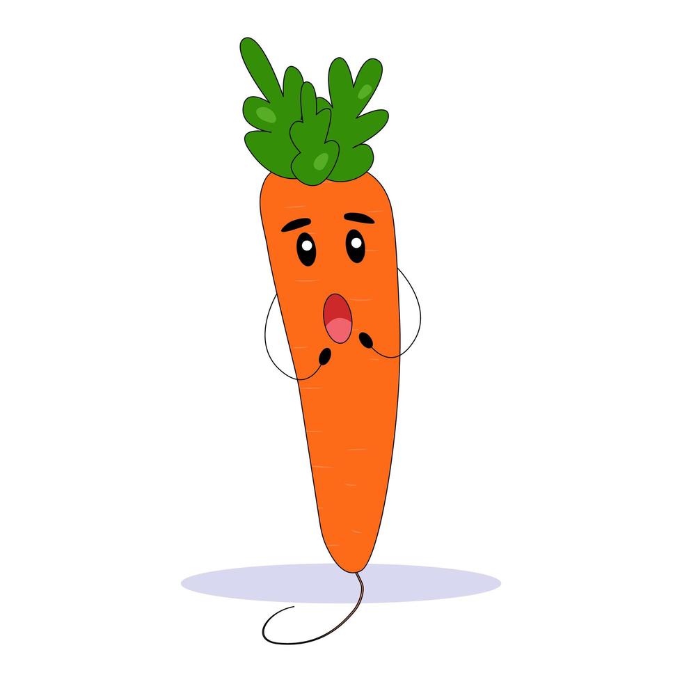 Funny carrot. Carrot with cute face. Flat vector illustration.