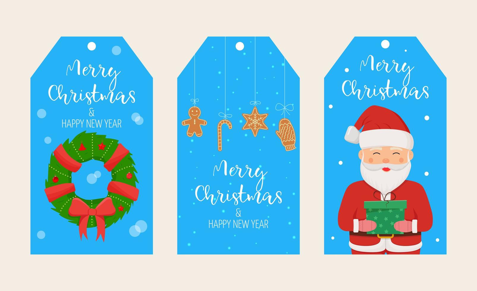 Set of Christmas gift tags. Merry Christmas and New Year label tag set vector